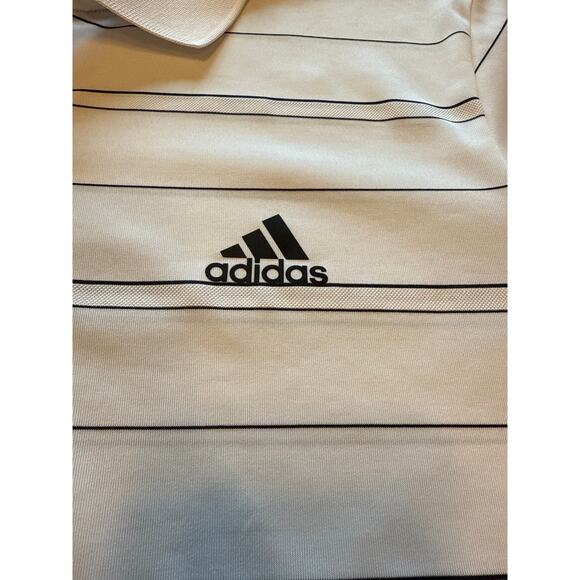 Adidas Polo Shirt Men's XL Short Sleeve White Striped Tennis L - Picture 6 of 8